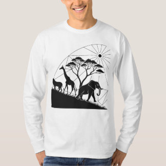 Diseño de camisetas de silueta de sabana africana