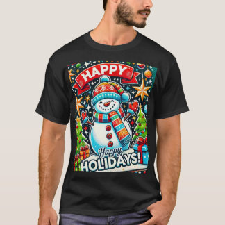 Diseño de camisetas navideñas felices