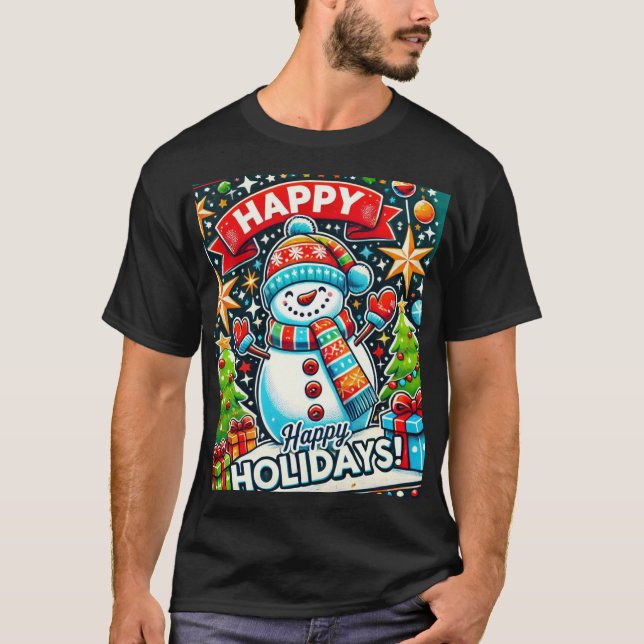 Diseño de camisetas navideñas felices (Anverso)