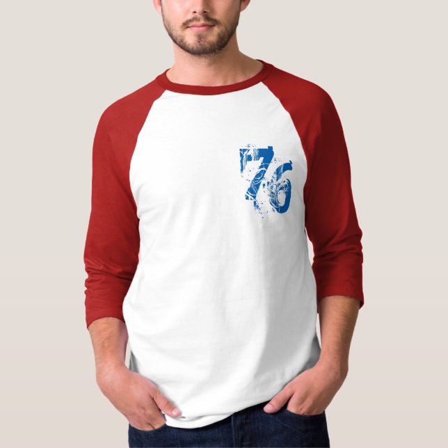 diseño de camisetas número 76 azul rojo USA Améric (Anverso)