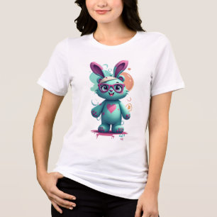 Diseño de camisetas para mujeres de conejo con cor