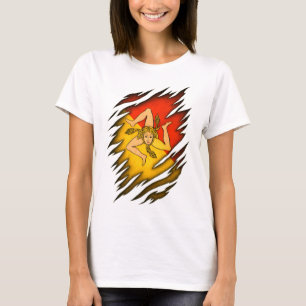Diseño de camisetas rasgadas con bandera siciliana