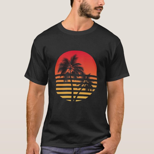 Diseño de camisetas retro, paraíso de la puesta de (Anverso)