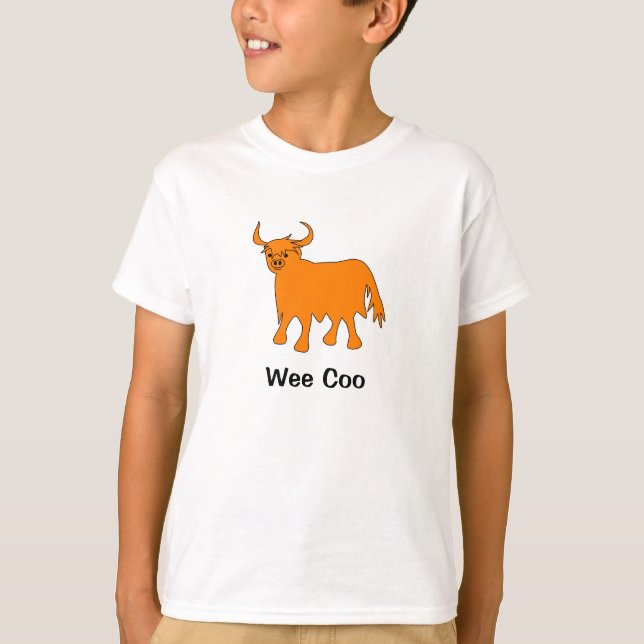 Diseño de camisetas "Wee Coo" Highland Cow (Anverso)
