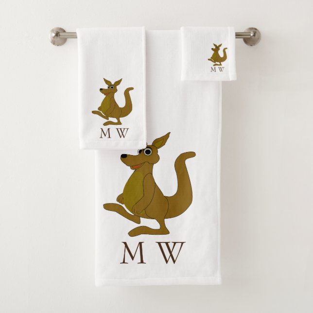 Diseño de canguro marrón con monograma (In situ)