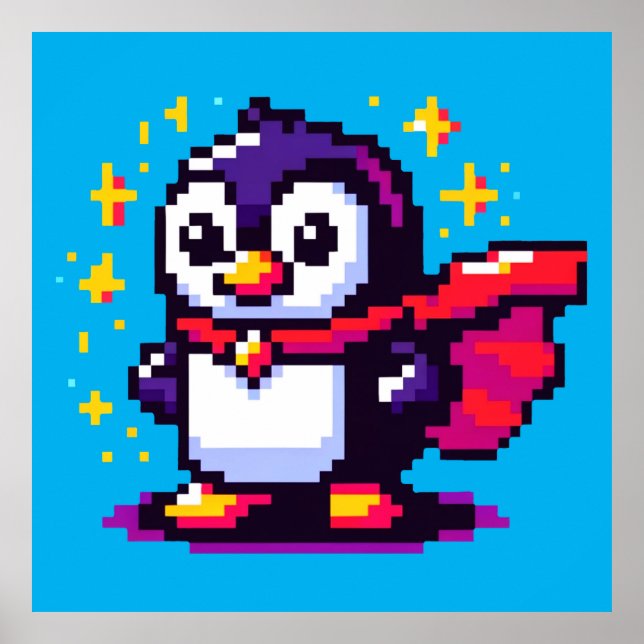 Diseño de carácter de arte pingüino de superhéroes (Frente)