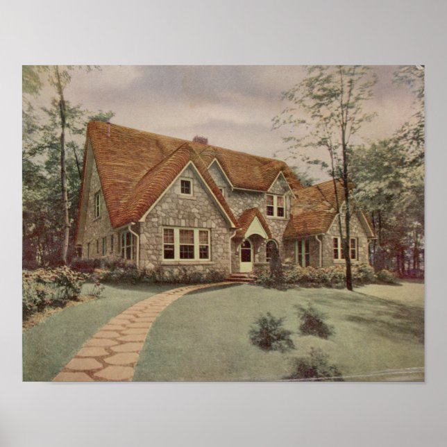 Diseño de casa de época 1927 Impresión 10A2 (Frente)