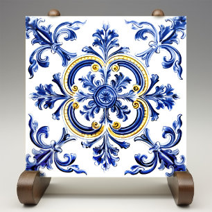 Diseño de cerámica Talavera con patrón de azulejo