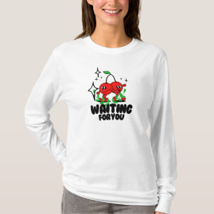 Diseño de cerezas de camiseta esperando por ti