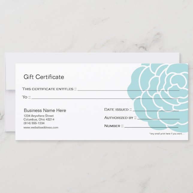 Diseño de certificado de regalo de flor azul grand (Anverso)