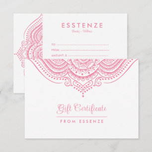 Diseño de certificado de regalo de Mandala rosa
