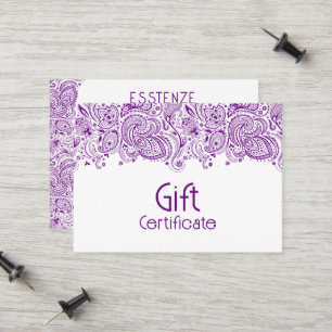 Diseño de Certificado de Regalo de Paisley Blanco 