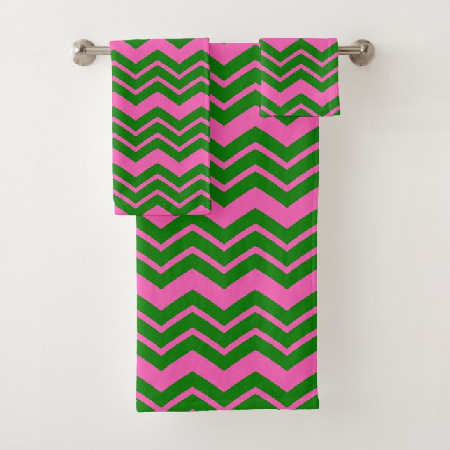 Diseño de Chevron Zigzag Verde Rosa (In situ)