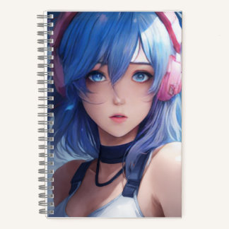 Diseño de chica anime cuaderno espiral moderno y e