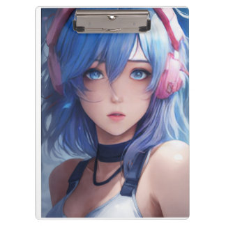 Diseño de chica anime trendy elegante portapapeles