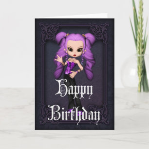 Diseño de Chica gótico 1 Tarjeta de cumpleaños fel