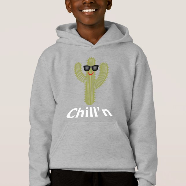 Diseño de Chill'n Cactus - Hoodie Pullover para ni (Anverso)