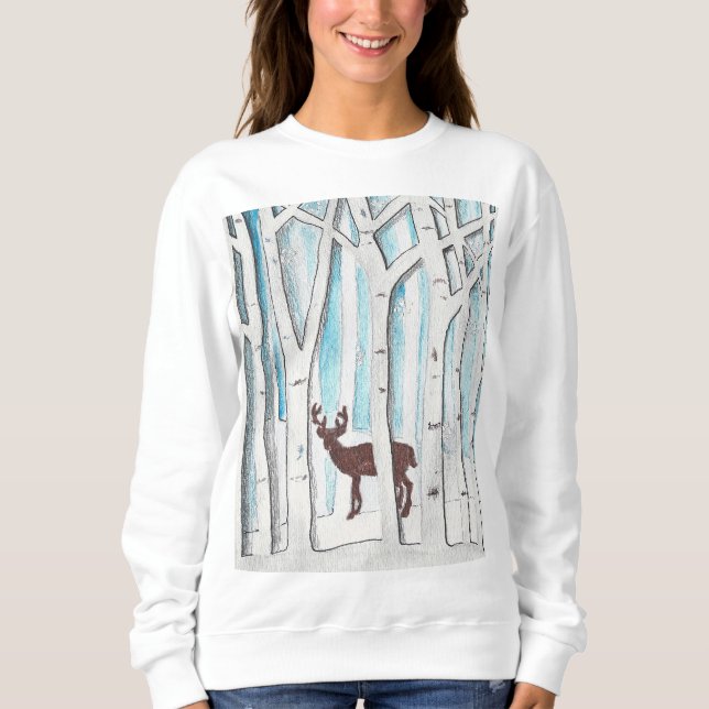 diseño de ciervo de invierno en una sudadera con c (Anverso)