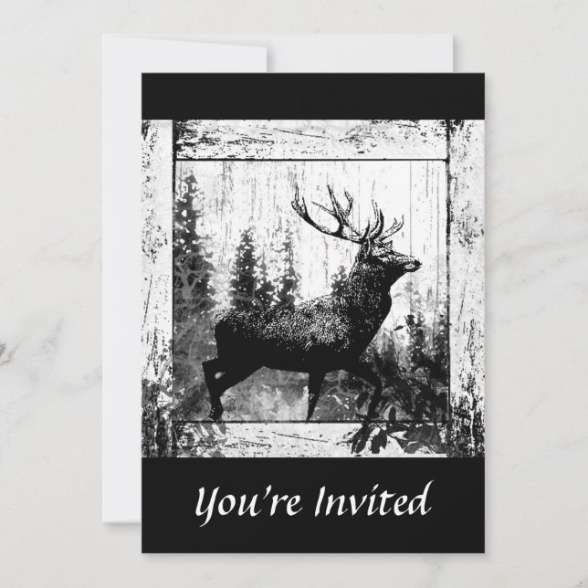 Diseño de Ciervo Personalizado Vintage, Invitación (Anverso)