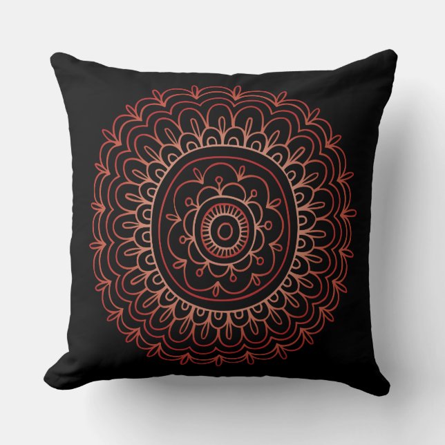 DISEÑO DE CÍRCULO ROJO Cojín decorativo retro (Anverso)