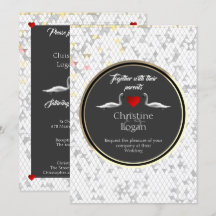 Diseño de cisnes románticos para la invitación a l