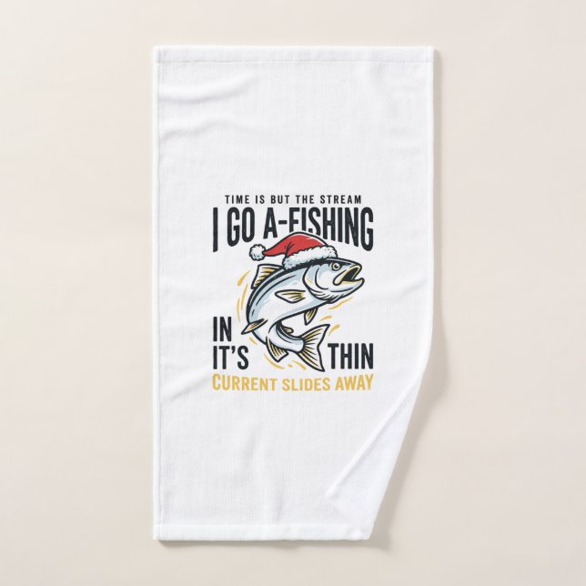 Diseño de cita de arroyo de pesca de Navidad (Toalla de mano)