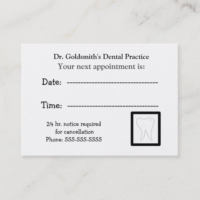 Diseño de cita dental molar (Anverso)