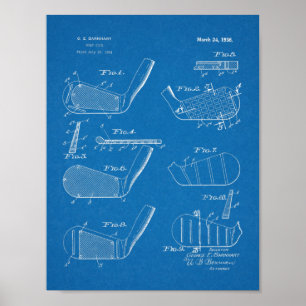 Diseño de clubes de golf de 1936 Impresión de arte