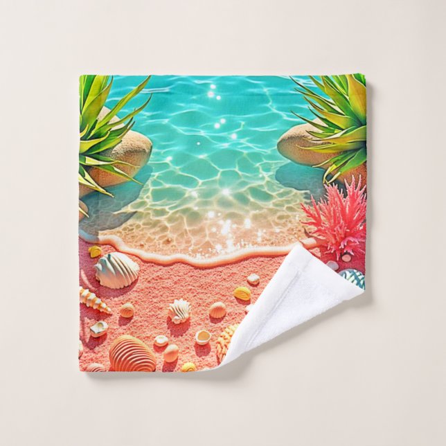 Diseño de conchas de playa con un beso solar (Toallita)