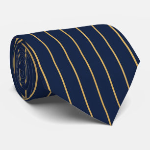 Diseño de corbata elegante de rayas doradas y azul