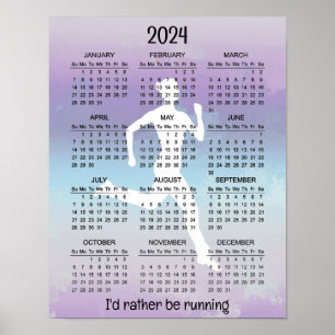 Diseño de correr jogging Póster de calendario 2024