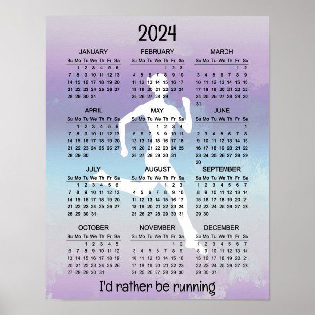 Diseño de correr jogging Póster de calendario 2024 (Frente)