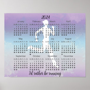 Diseño de correr jogging Póster de calendario 2024