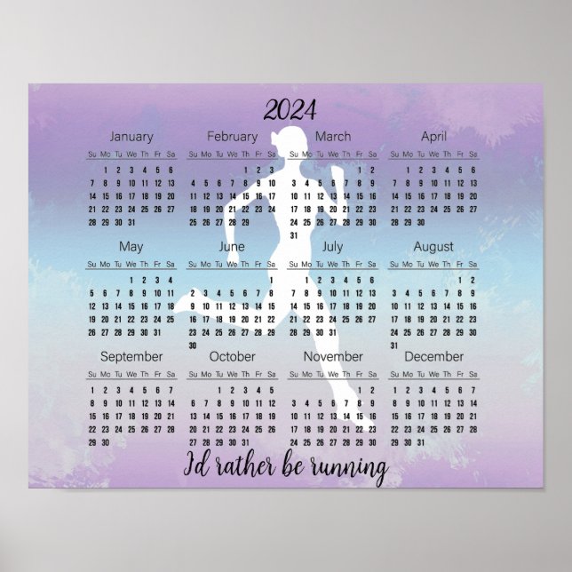 Diseño de correr jogging Póster de calendario 2024 (Frente)