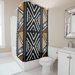 Diseño de cortina de ducha de tela de barro africa