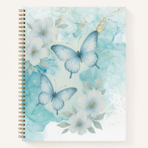 Diseño de cuaderno floral de mariposa elegante