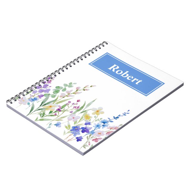 Diseño de cuaderno personalizado con flores en acu (Lado Izquierdo)