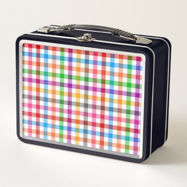 Diseño de cuadro de gingham de arcoíris colorido - (Anverso)