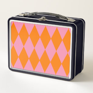 Diseño de cuadros arlequín naranja y rosa