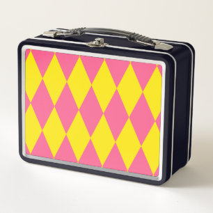 Diseño de cuadros arlequín rosa y amarillo