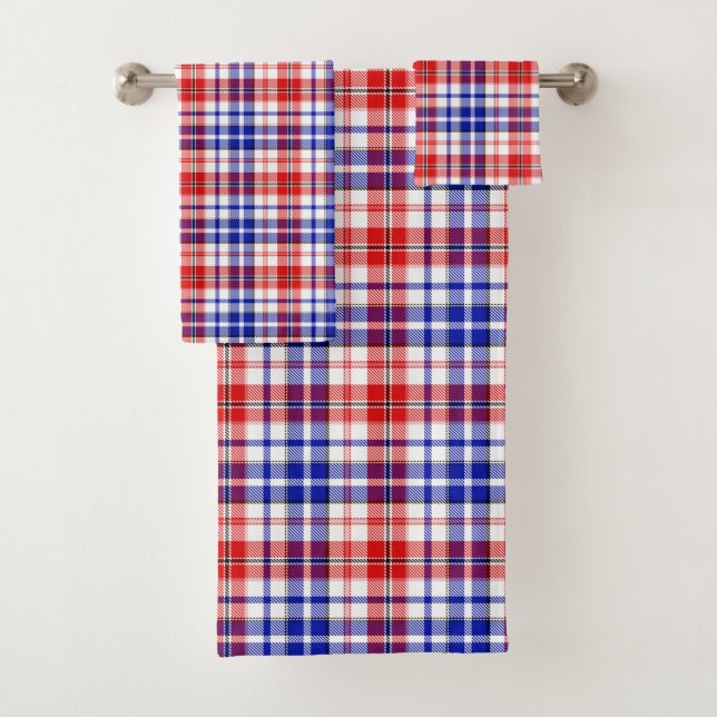 Diseño de cuadros escoceses blanco rojo azul (In situ)
