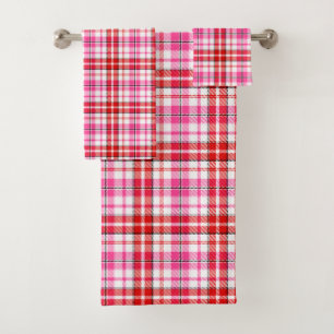Diseño de cuadros escoceses blanco rojo rosa