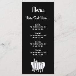 Diseño de cubertería en blanco y negro Menú 4x9 pu