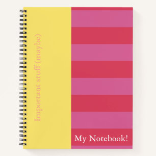 Diseño de cubierta de cuaderno a rayas rosa y amar