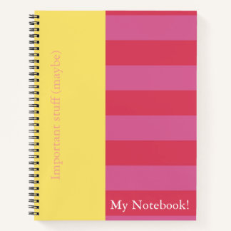 Diseño de cubierta de cuaderno a rayas rosa y amar