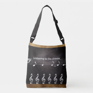 Diseño de cuero con bolso de mano de nota musical