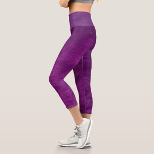 Diseño de cuero magenta Capri Leggings