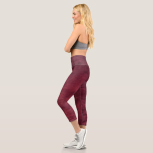 Diseño de cuero marrón Capri Leggings