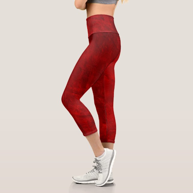 Diseño de cuero rojo Capri Leggings (Izquierda)