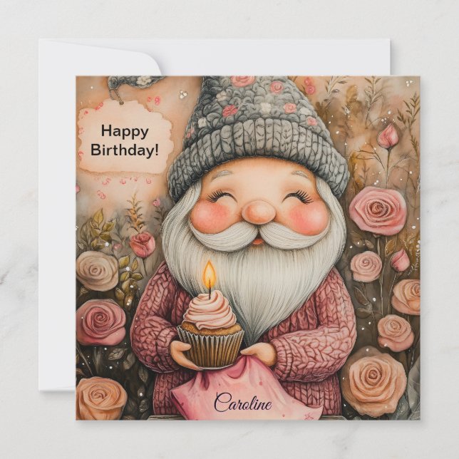 Diseño de cumpleaños de personalizable Gnome (Anverso)